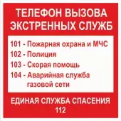 Знак Телефон вызова экстренных служб (Пластик 200x200)
